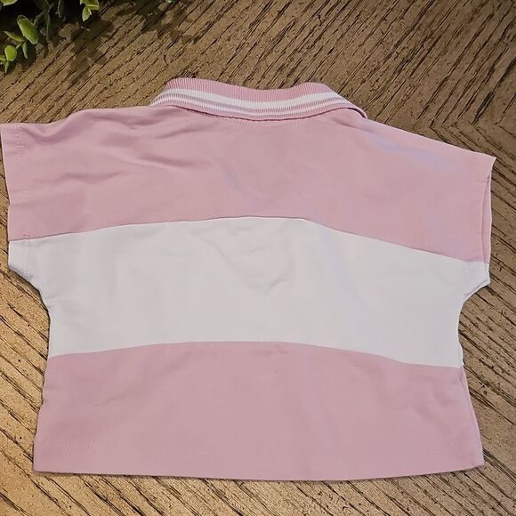 Reebok Polo Pink and White Crop Shirt Size 5 - Picture 5 of 8